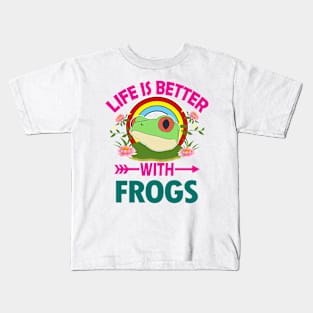 Life Is Better With Frogs Kids T-Shirt